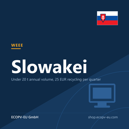 Elektrogeräte (WEEE) – Slowakei – Servicekarte mit Flagge Slowakei und Kennzeichnung „WEEE“. ECOPV-EU GmbH.